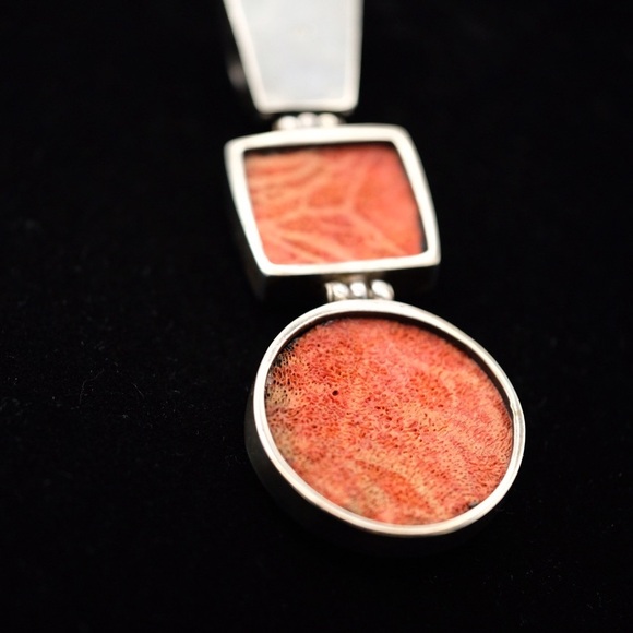 Vintage Sterling Silver Large Coral Pendant BOHEMIAN INSPIRED 🙌🏻✨⏰💭🤝⌛️ - Picture 13 of 16